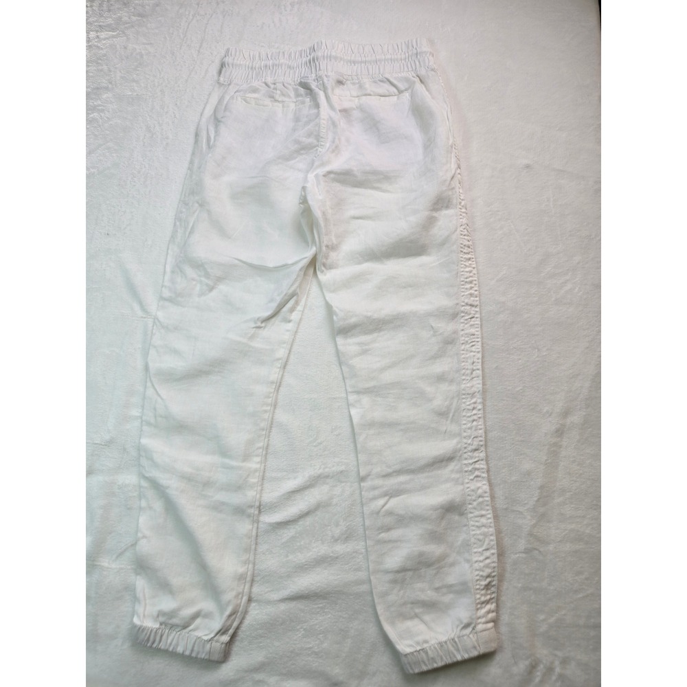 Athleta Cabo Linen Jogger Pants White 100% Linen Elastic Waist Size 0 - Picture 6 of 10